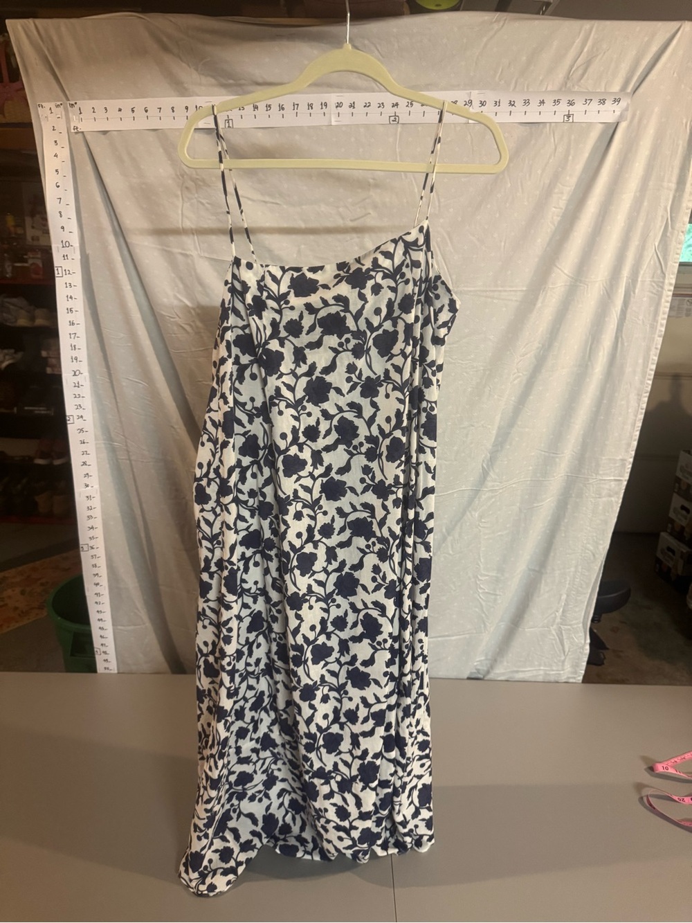 Zara Navy and White Floral Maxi Dress